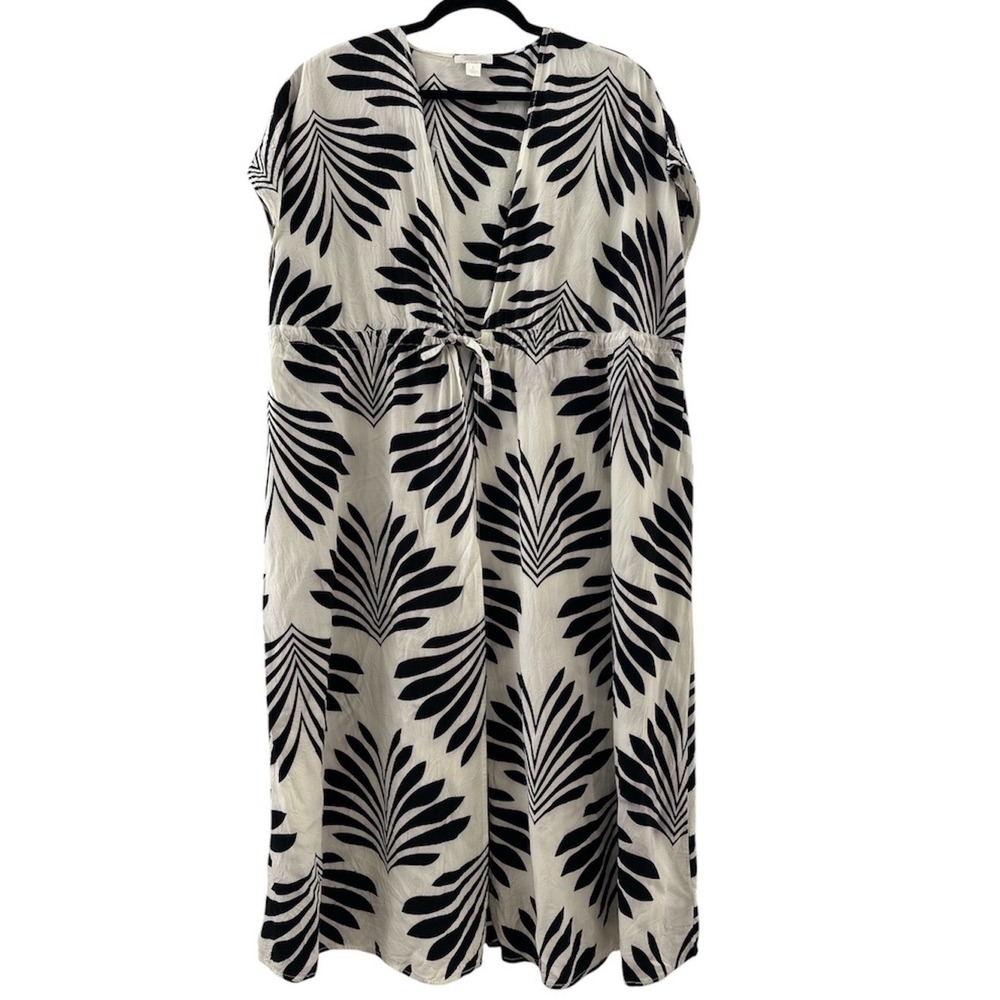 Nordstrom Rack Womens Black White Palm Leaf Print Viscose Maxi Dress Large